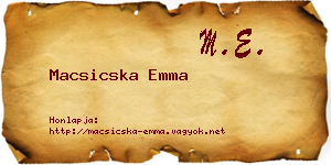 Macsicska Emma névjegykártya